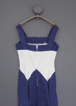 Vintage 1970s Dress | Small | Blue White Polka Dots - Image 2