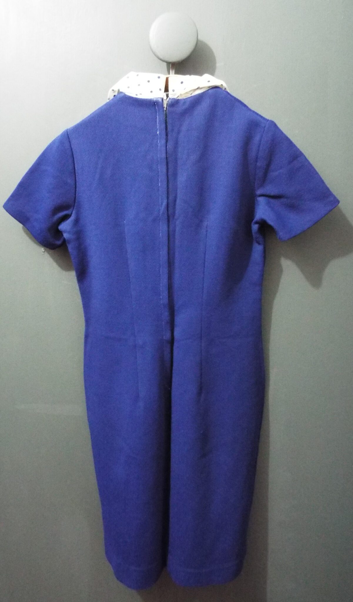 Vintage 1960s Dress | 38" Chest | Blue | Tie Neck - Image 2