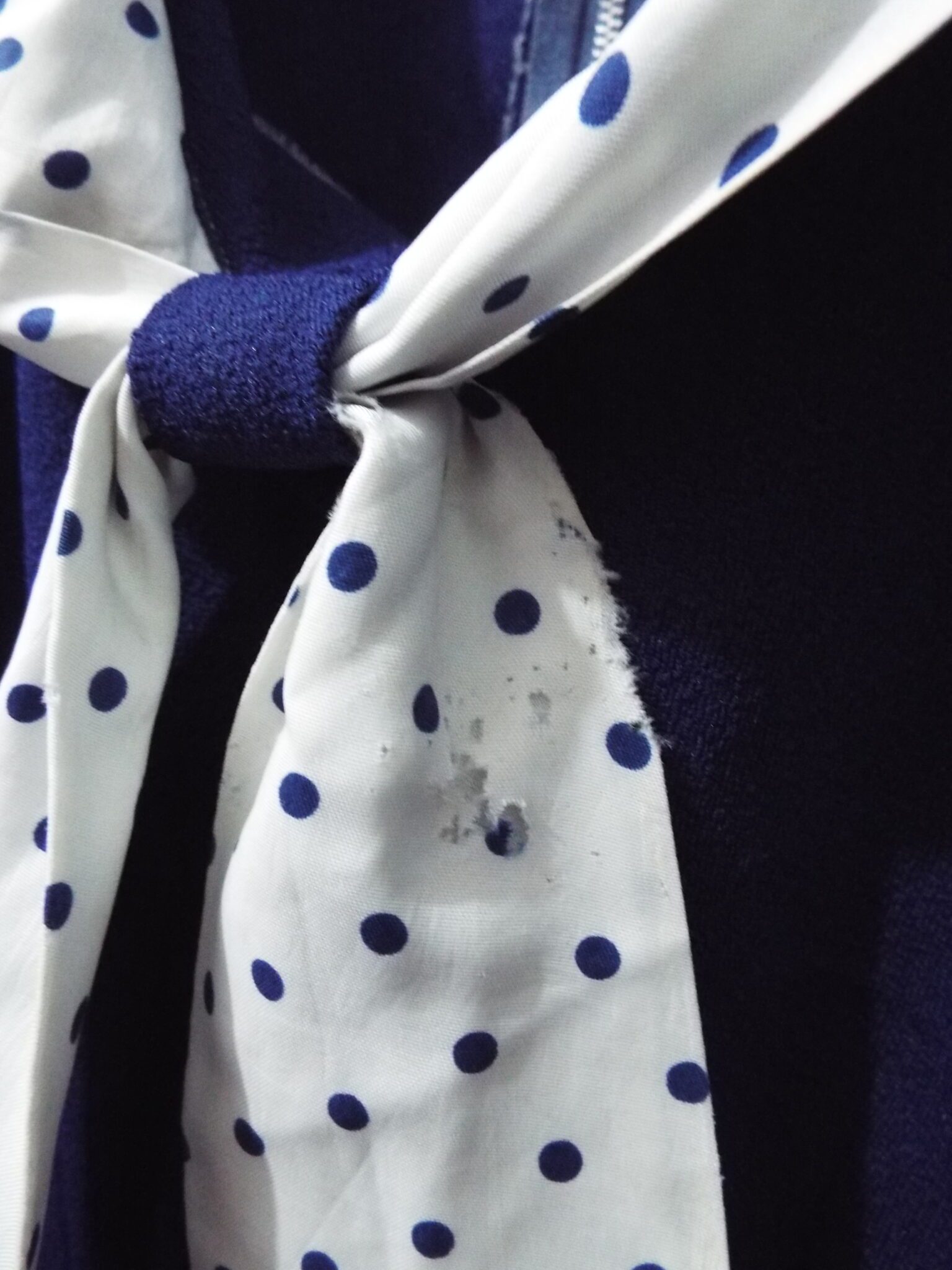 Vintage 1960s Dress | 38" Chest | Blue | Tie Neck - Image 6