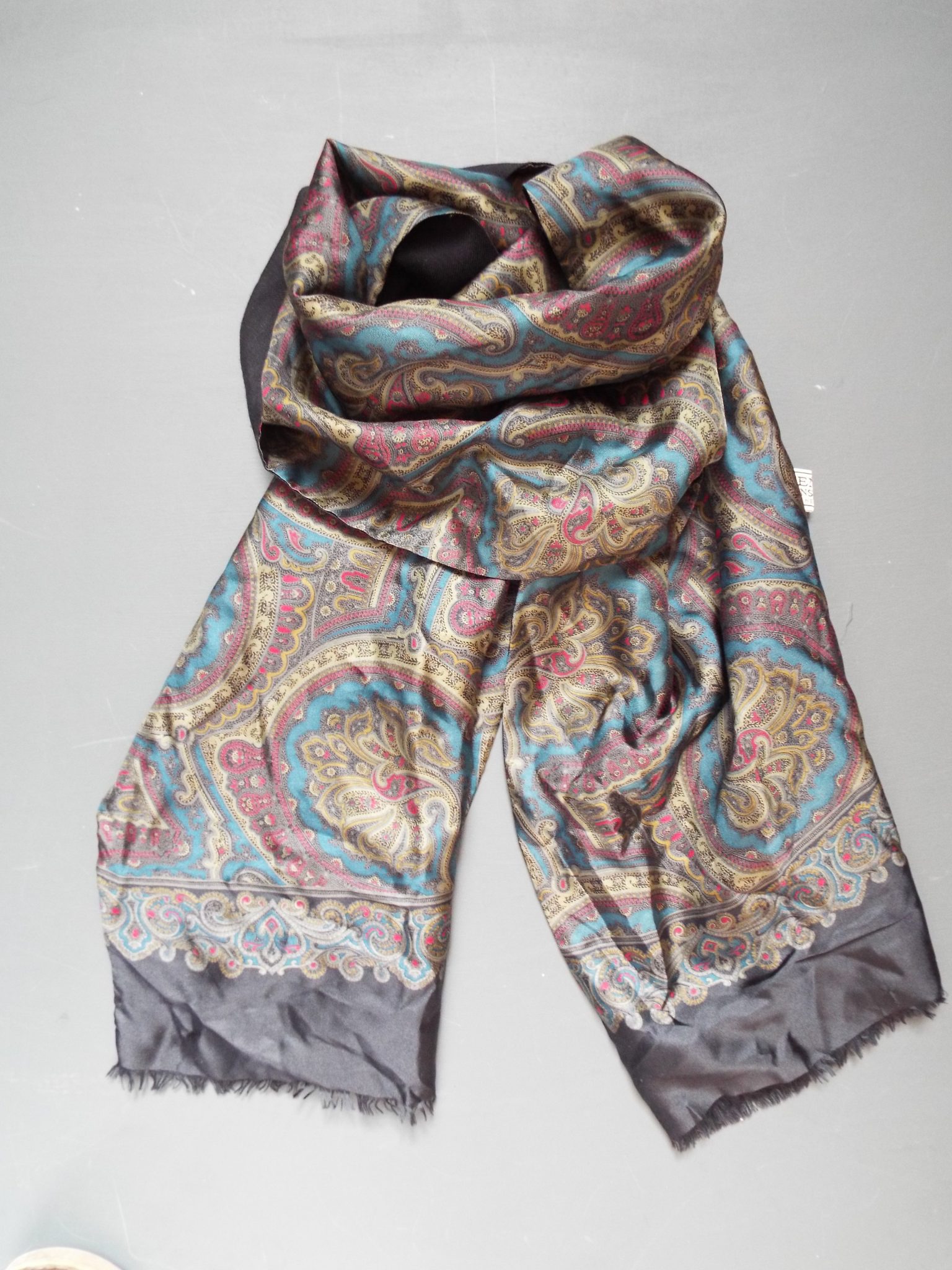 Givenchy Monsieur Fringed Scarf | Multicoloured Paisley | Plain Black Back