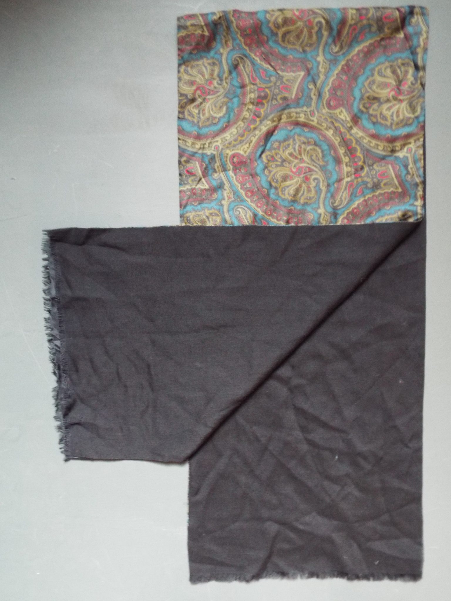 Givenchy Monsieur Fringed Scarf | Multicoloured Paisley | Plain Black Back - Image 3