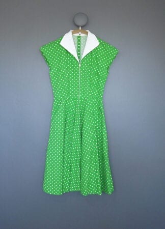 Vintage 1970s Dress | Extra Small | Green | Polka Dot