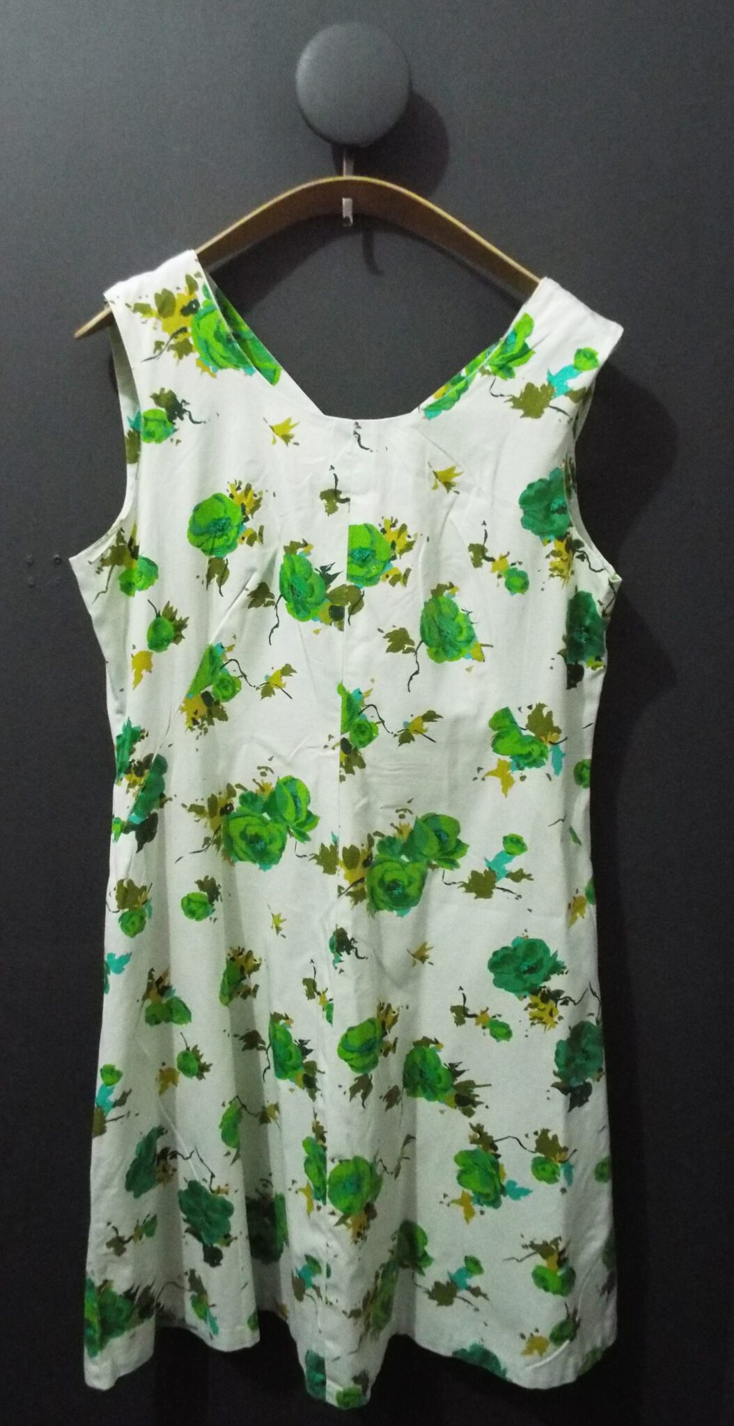 1960s Cotton Tea Dress | 40" Chest | White Floral Pattern