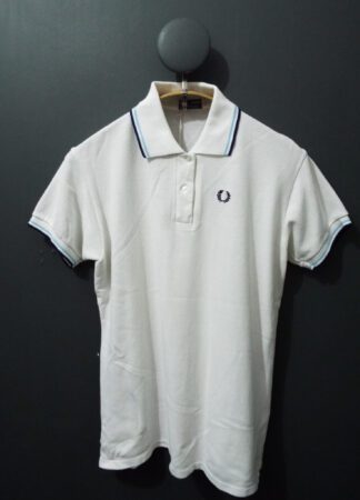 60's Fred Perry Polo Shirt | Twin tipped | 38"  | White | Blue Label