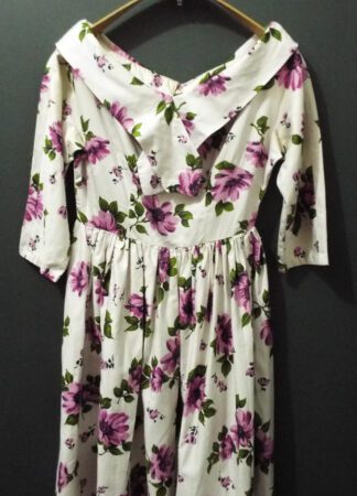 50s/60s Cotton Day Dress | 36" Chest | Floral Pattern