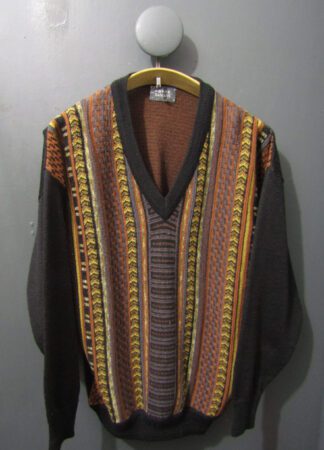 80's Pierre Sangan Jumper | Large | Black & Multicoloured