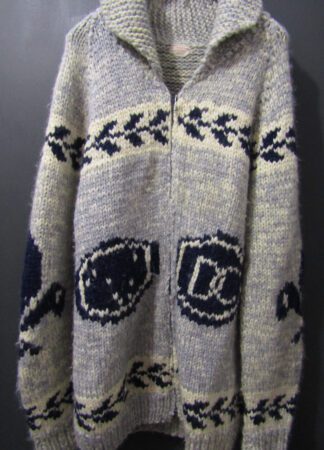 60's Cowichan Zip Cardigan | 46" Chest | Blue & Cream | Unisex