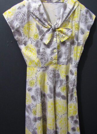 50's Cotton Day Dress | 36" Chest | Floral Print | Handmade