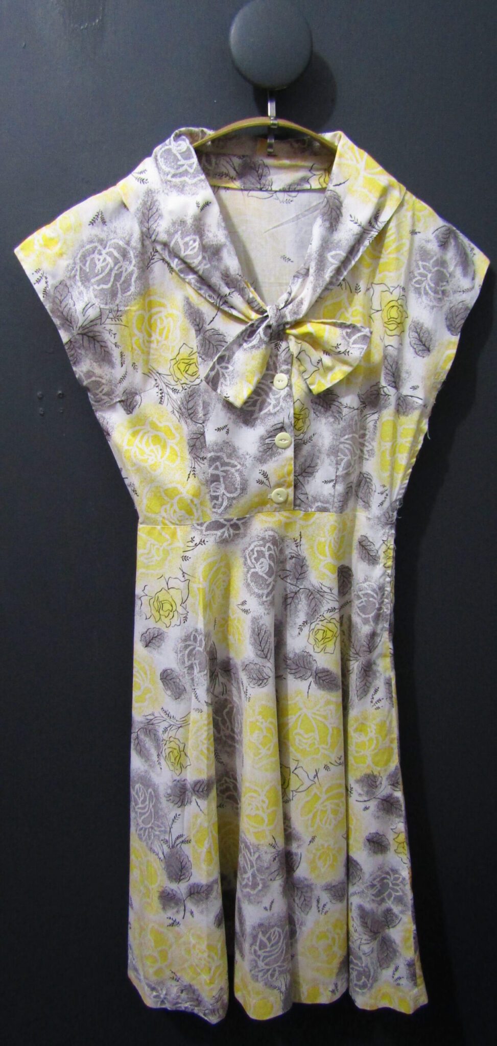 50's Cotton Day Dress | 36" Chest | Floral Print | Handmade