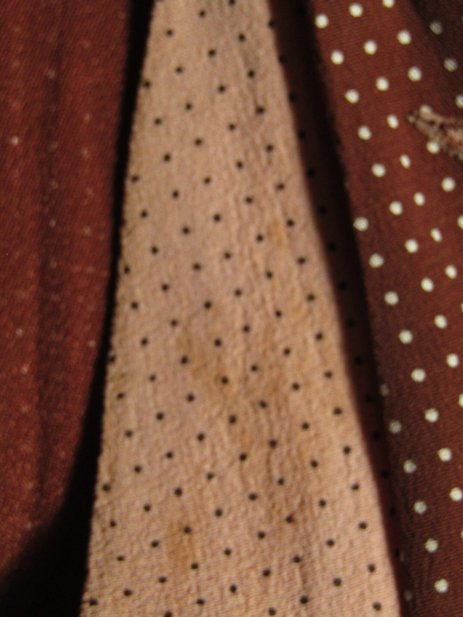 1940's Women's Utility Wear Dress | 44 | Brown & Beige Polka Dot - Image 5