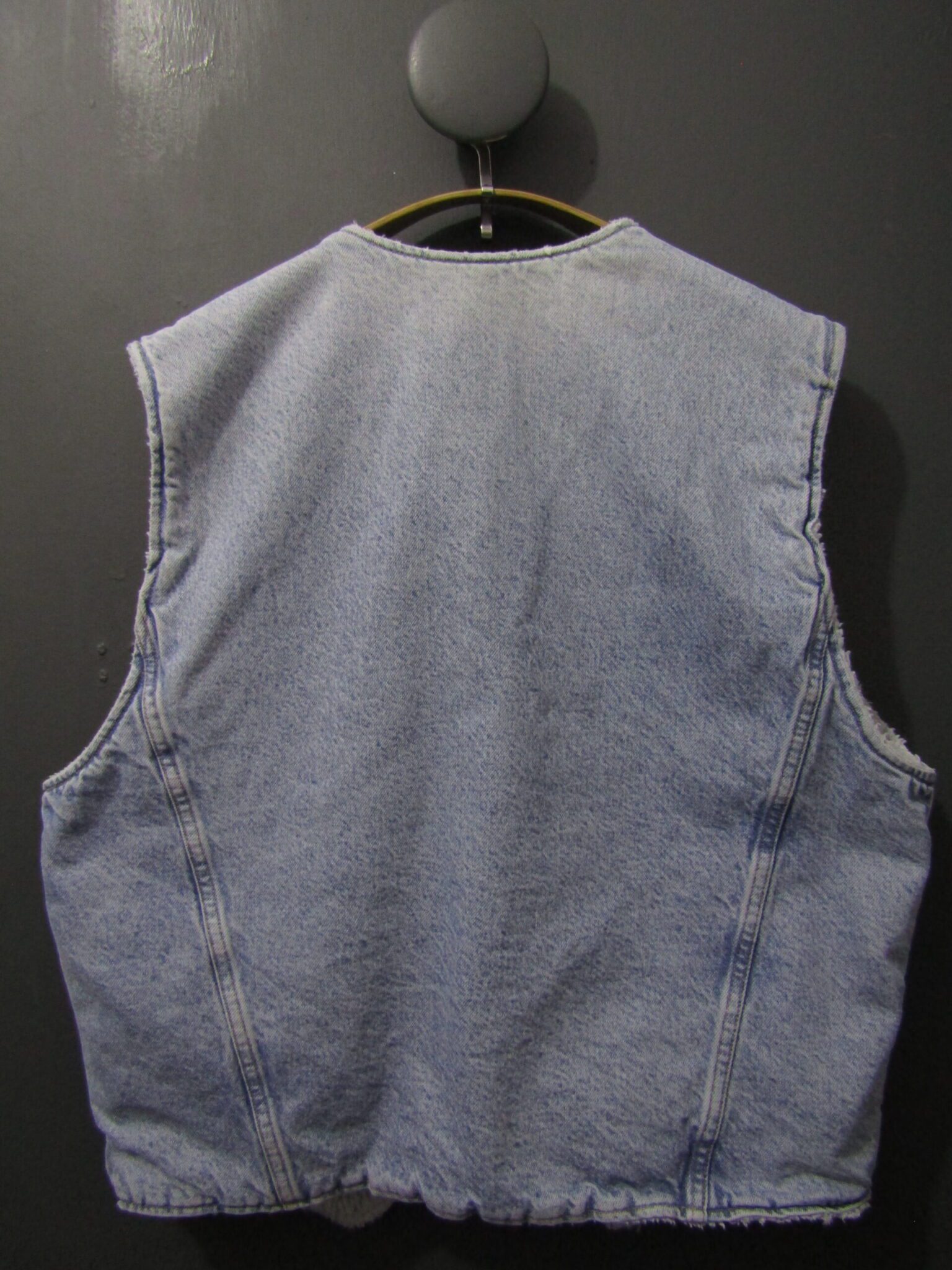 80's Levi's Authentic Denim Sherpa Gilet | Large | Light Blue - Image 2