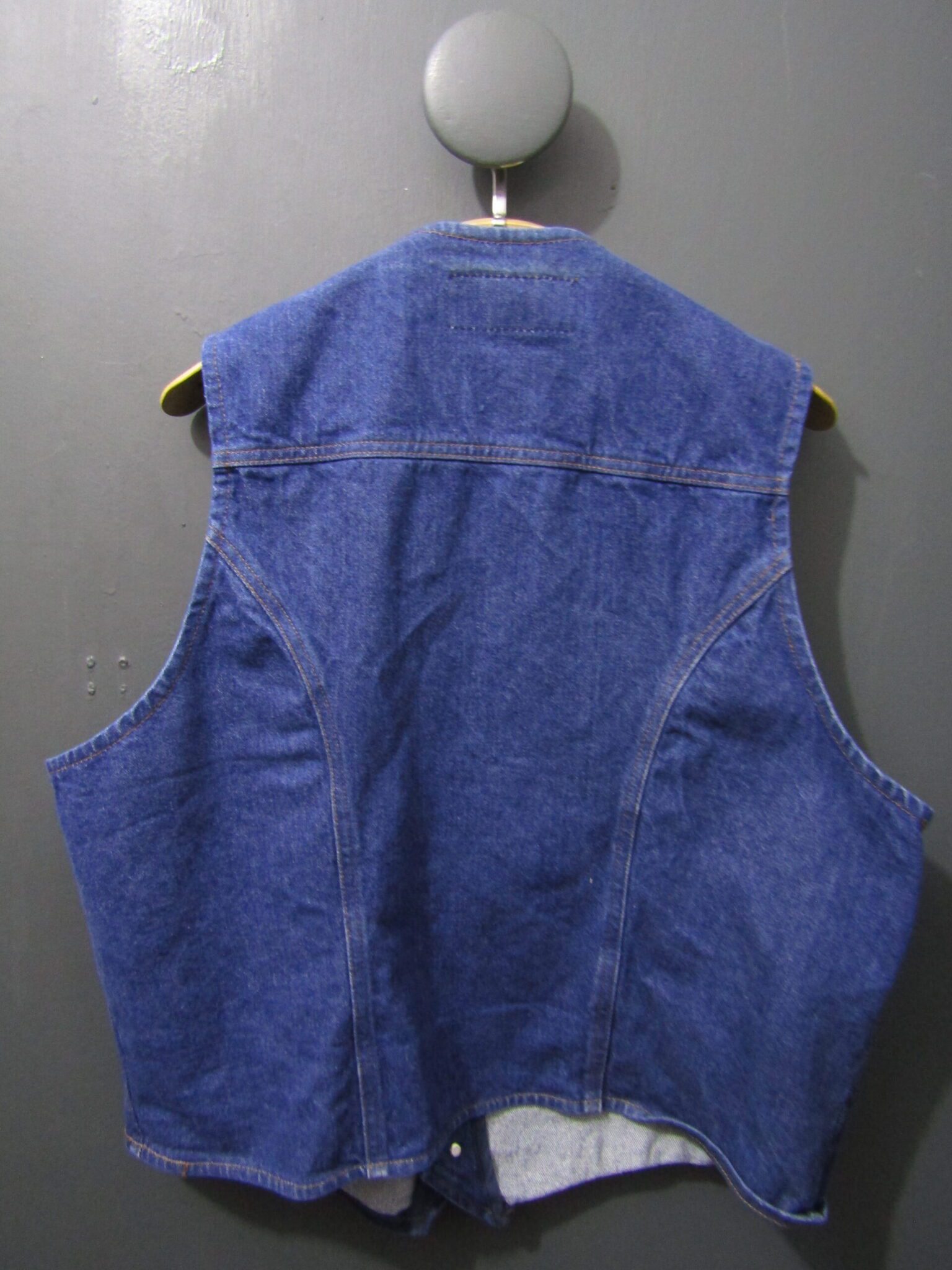 70's Wrangler USPS Denim Waistcoat | Large | Mid Blue - Image 2