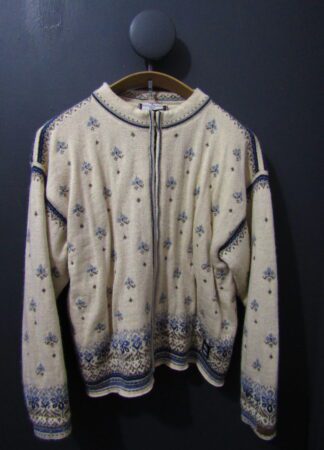 Dale of Norway Zip Cardigan | Salt Lake 2002 Winter Olympics | Large | Cream & Blue | Unisex