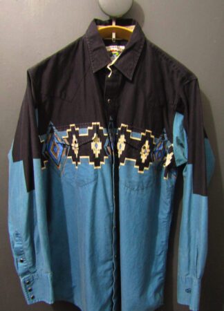 Cumberland Outfitters Men's Western Shirt | Large | Black & Teal | Navajo print