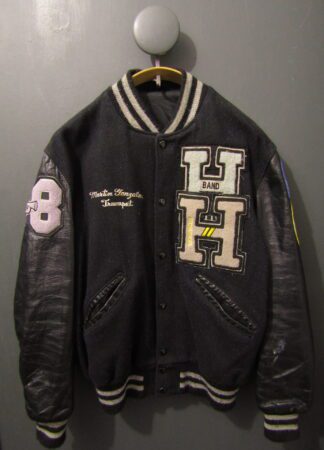 80's Varsity Baseball Jacket | Large | Black | J.M Hanks Marching Band