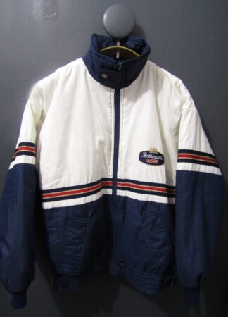 70's Rothmans Motorsport Men's Bomber Jacket | Small | Navy & White
