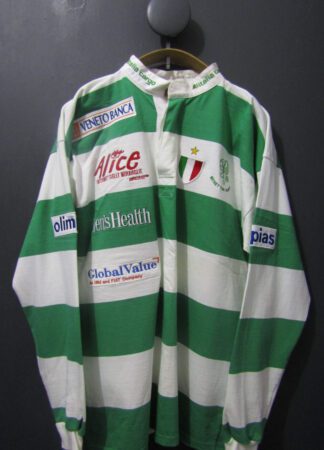 90's Benetton Treviso Rugby Shirt | Large | Green & white stripe