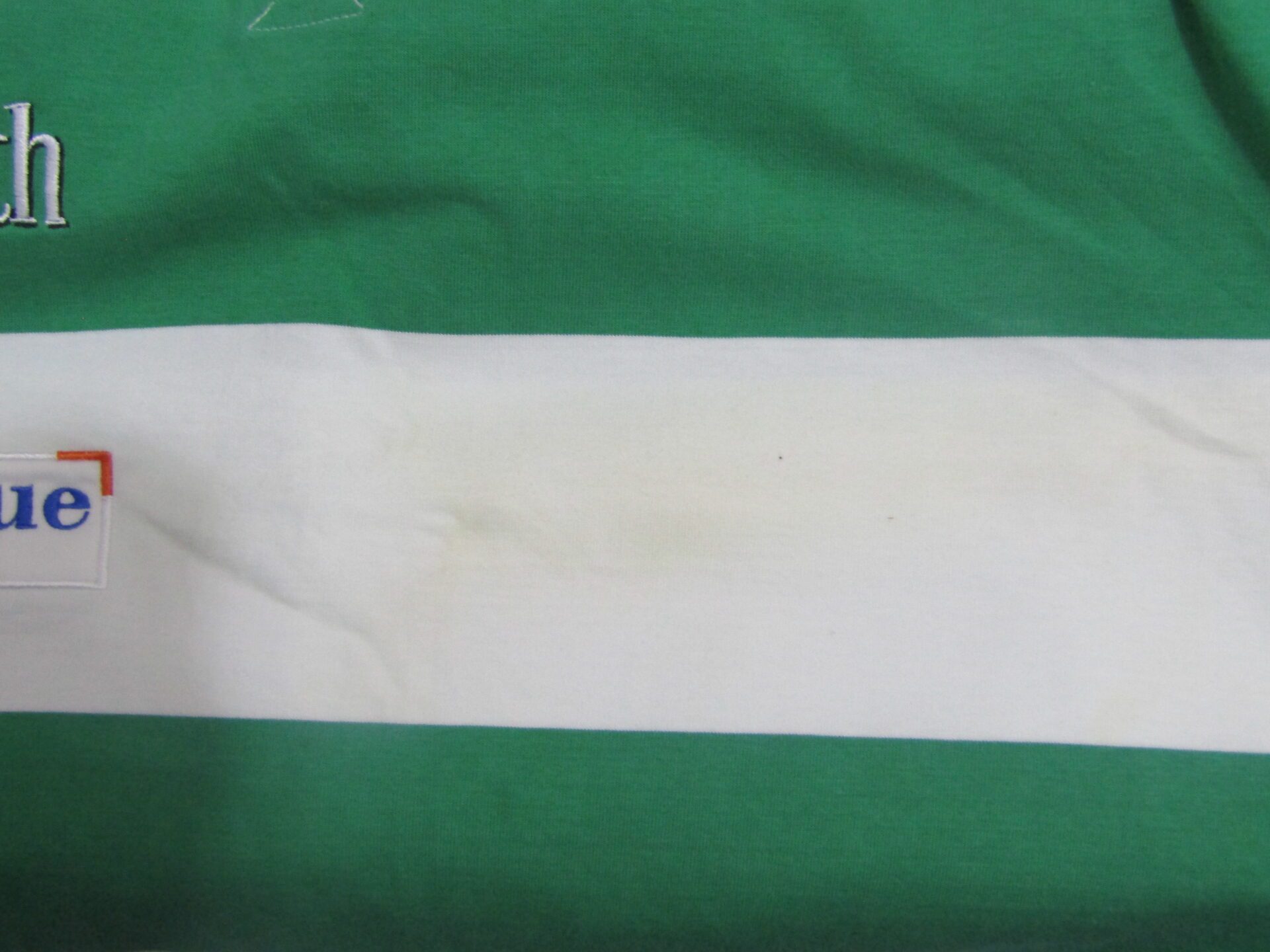 90's Benetton Treviso Rugby Shirt | Large | Green & white stripe - Image 7