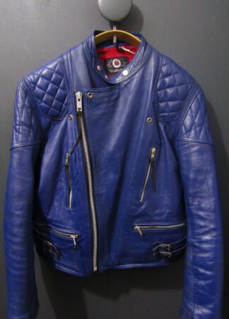 70's Waddington Lightning Leather Biker Jacket  | Men's 44 | Blue | JCKT473