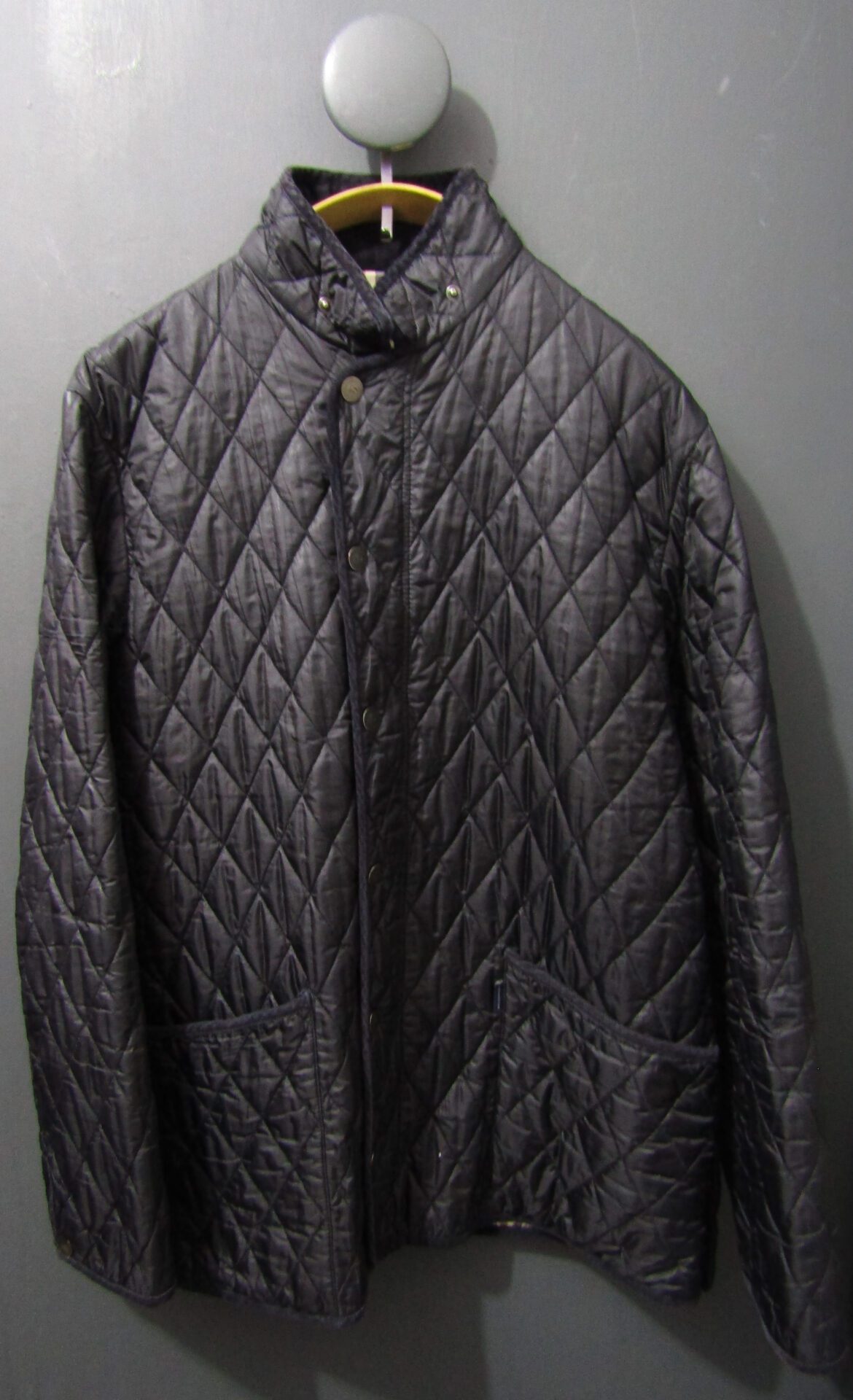 Aquascutum Men's Diamond Quilt Equestrian Jacket | Large | Black
