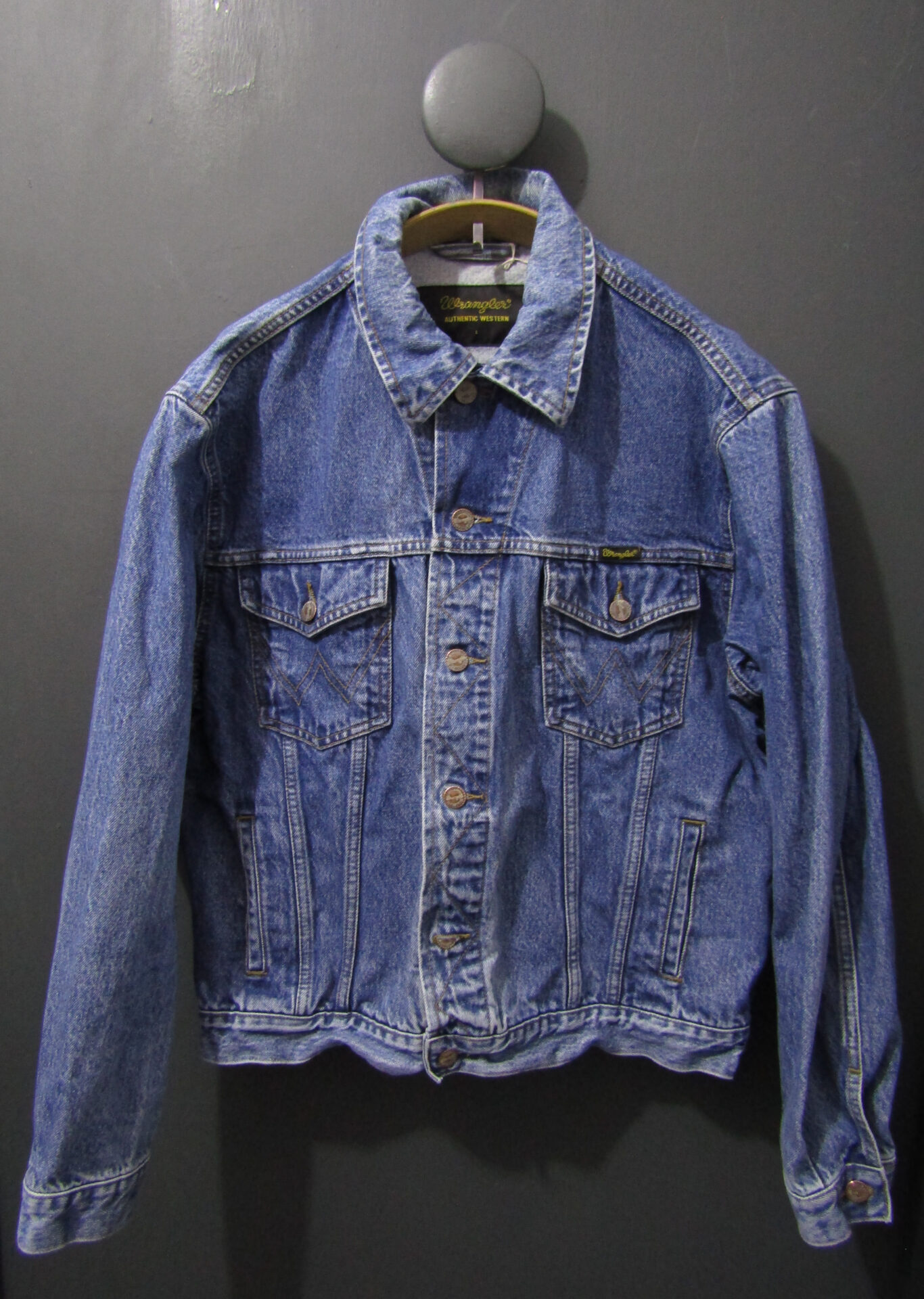 80's Wrangler Denim Trucker Jacket | Large | Mid Blue