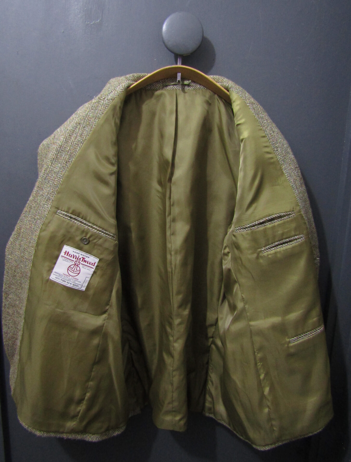 Harris Tweed Jacket | 48 R | Green Herringbone - Image 3