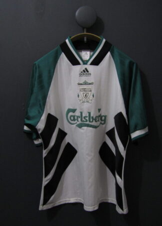 Liverpool F.C. 1993-95 Away Shirt | Adidas | Jamie Redknapp 8 | 40 - 42" | White, Green & black
