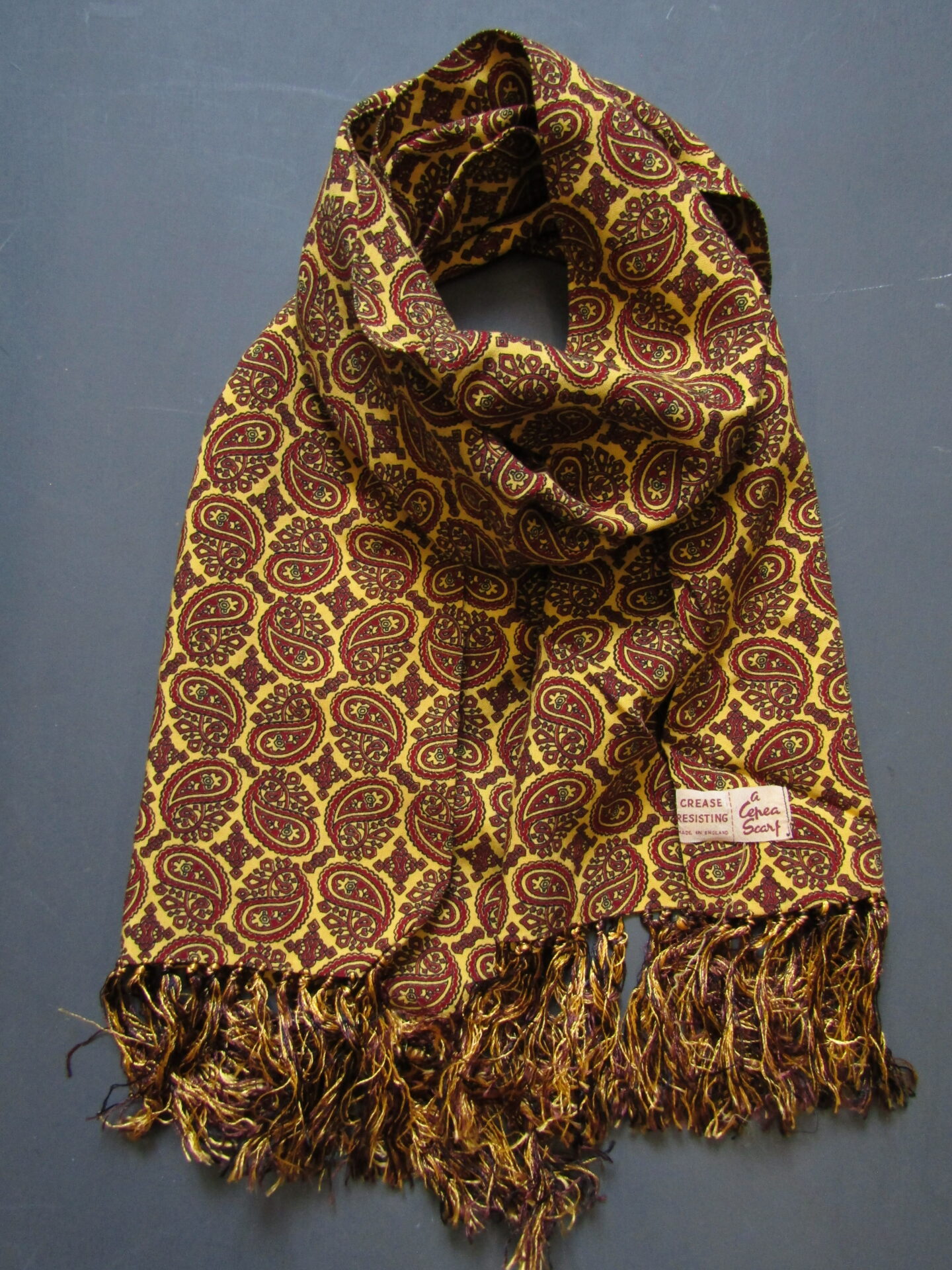 Vintage Cepea Scarf | Yellow & Red Paisley | One Size