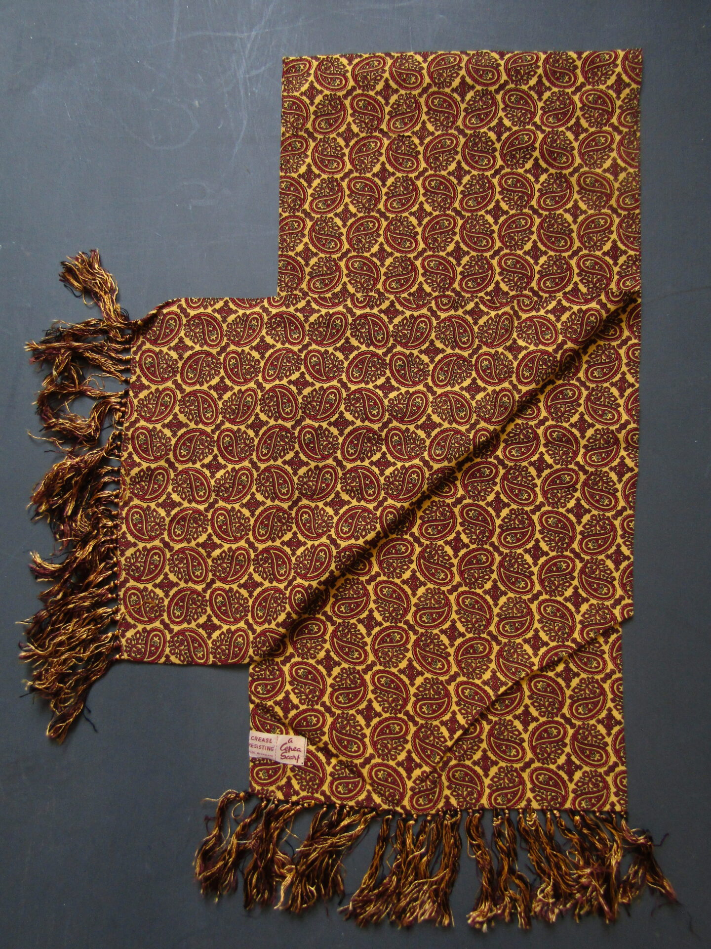 Vintage Cepea Scarf | Yellow & Red Paisley | One Size - Image 2