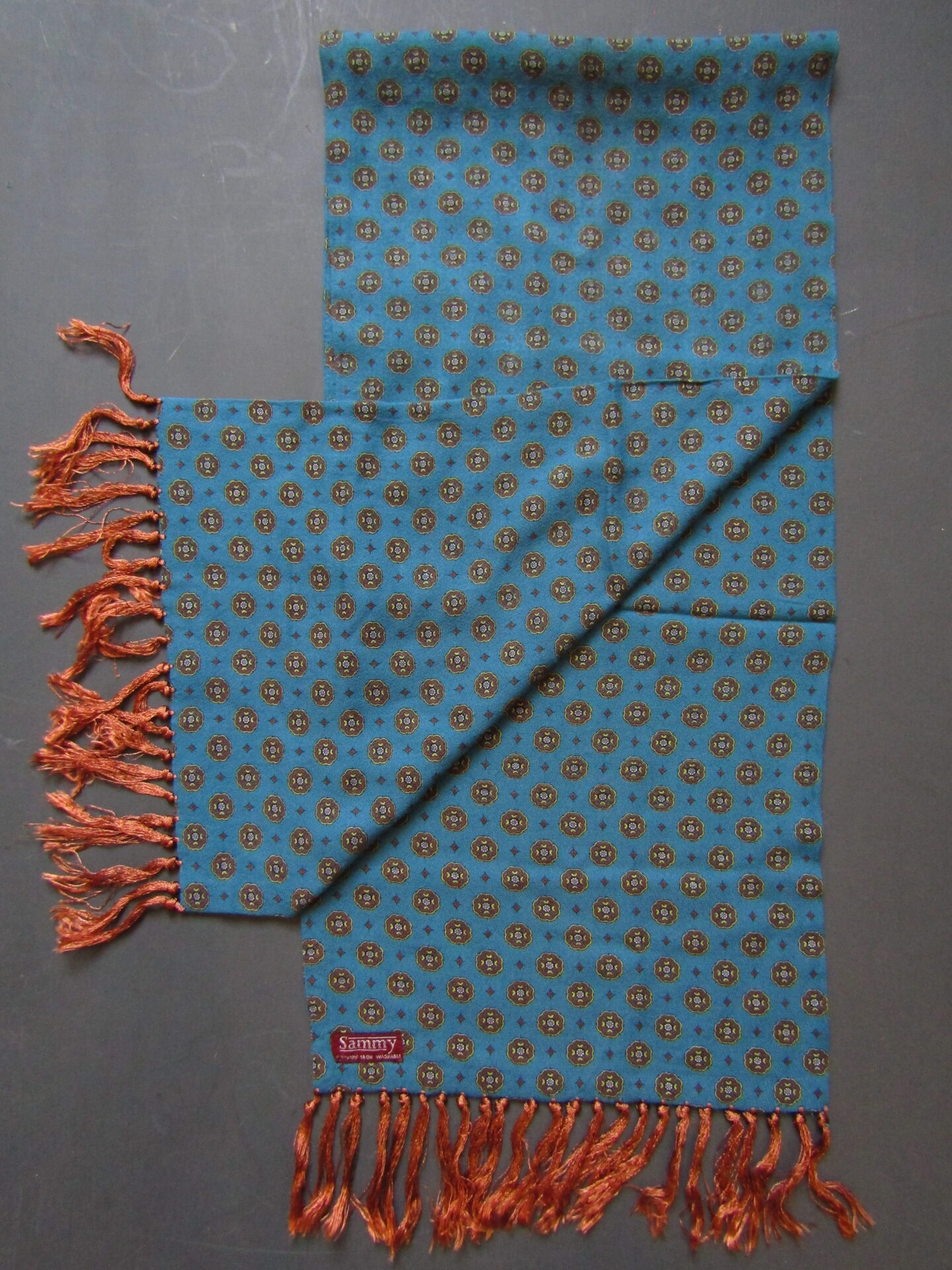 Vintage Sammy Men's Scarf | Teal Geometric | One Size - Image 2