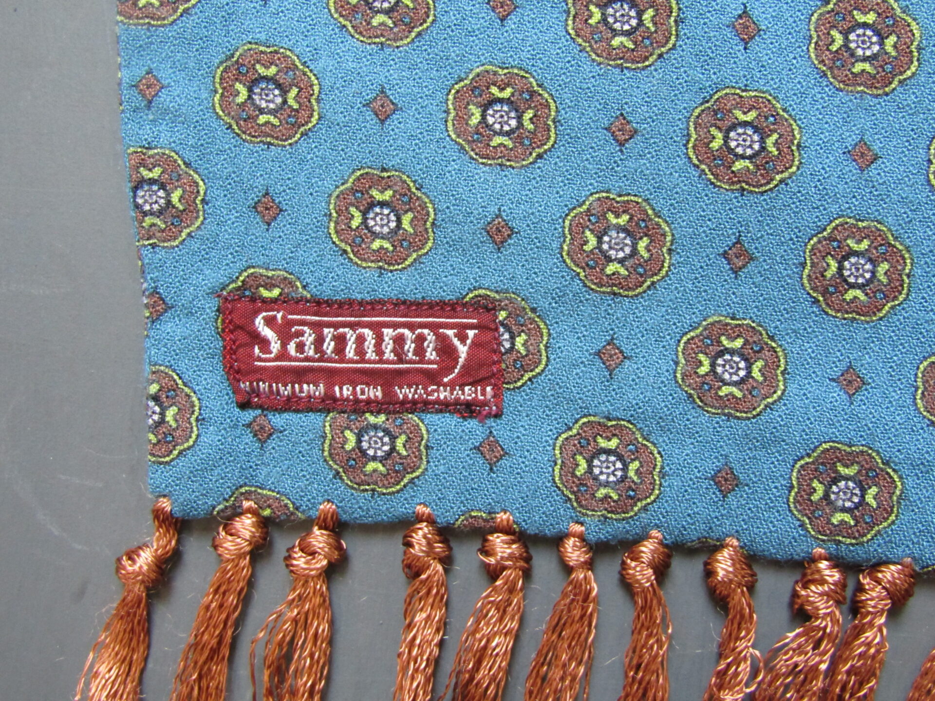 Vintage Sammy Men's Scarf | Teal Geometric | One Size - Image 3
