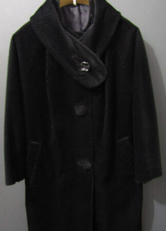 60's Women's Shawl Collar Corduroy Coat | Medium | Black