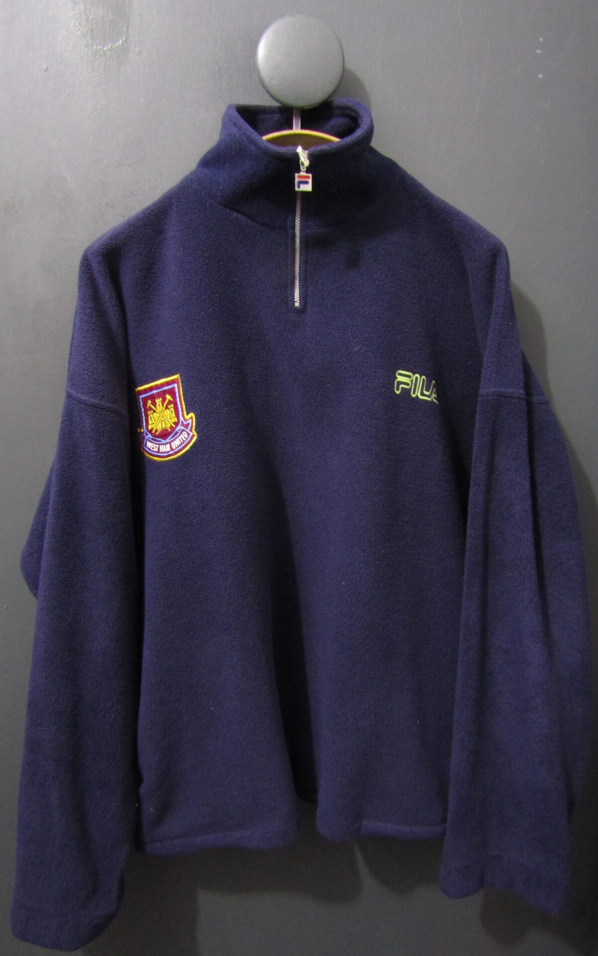 West Ham 99-03 Training Drill Fleece | Vintage Fila | XL | Navy
