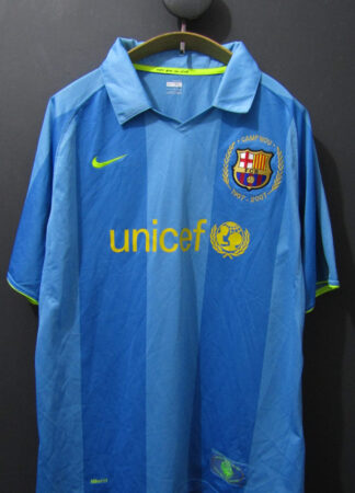 Barcelona Away 2007-08 Football Shirt | Lionel Messi 19 | Nike | XL | Blue