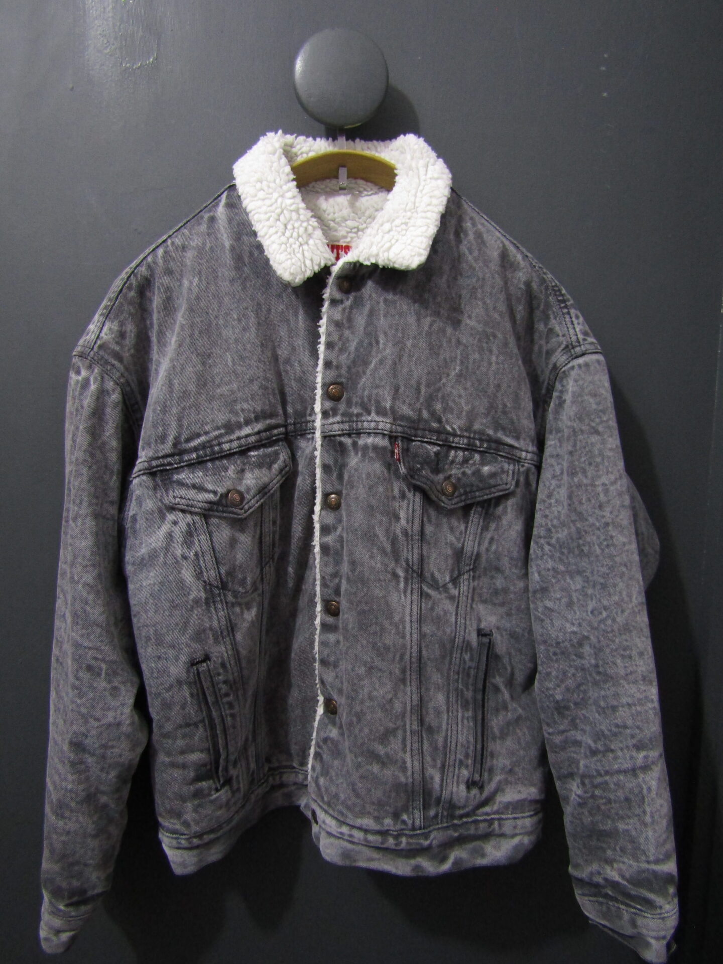 80's Levi's Denim Sherpa Trucker Jacket | Medium | Mid Grey