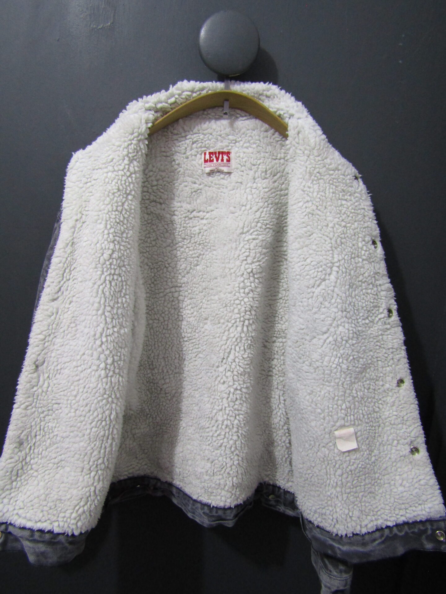 80's Levi's Denim Sherpa Trucker Jacket | Medium | Mid Grey - Image 3