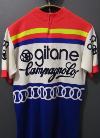 1975-77 Team Gitane Campagnolo Cycling Jersey Maillot |  Medium | White & blue
